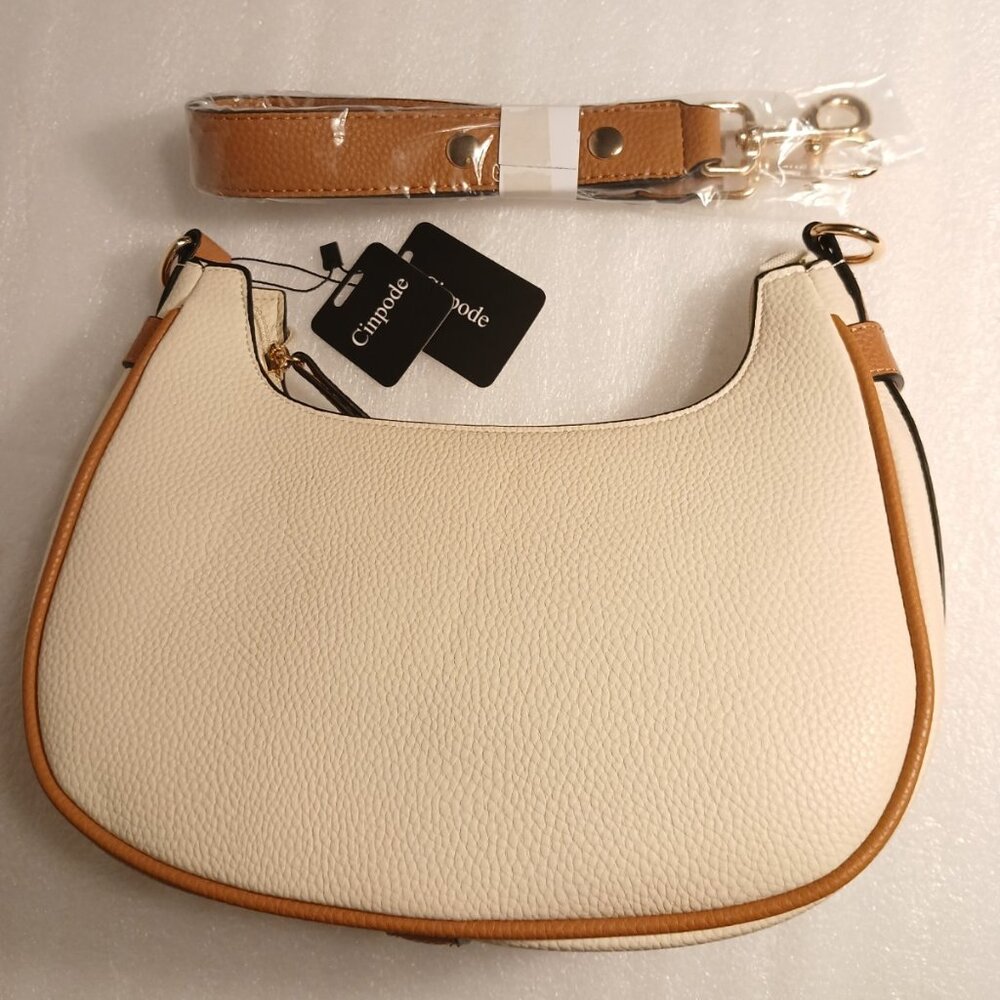 Cinpode Y2K Crescent Shoulder Bag Beige Top Handle Purse NWT